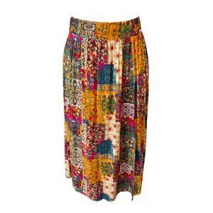 NATURAL LIFE Colorful Patchwork Midi Skirt